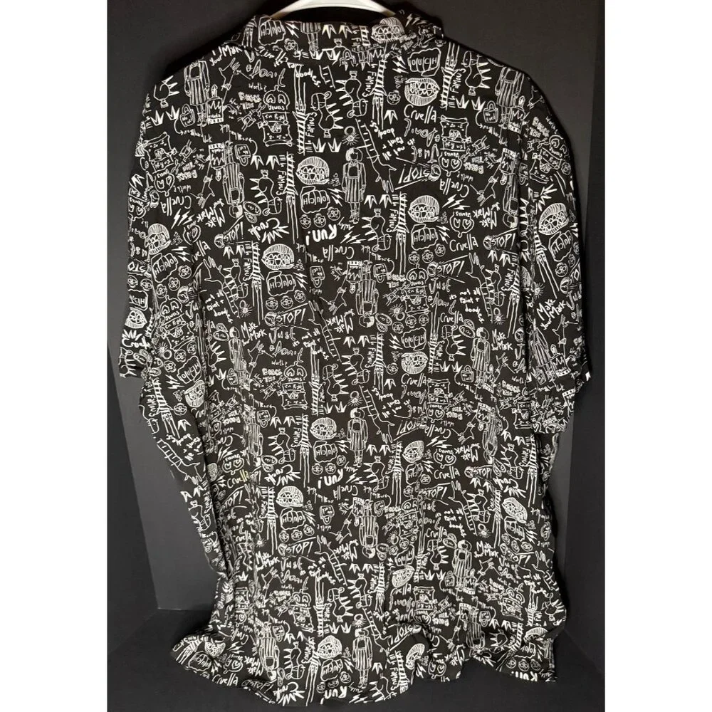 Disney Our Universe Cruella Button Shirt Mens XL Icon NWT Rayon - Picture 2 of 6